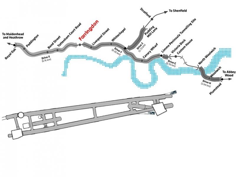  General view of the Crossrail route with focus on Farringdon Station